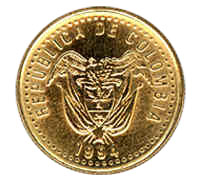 Anverso de antigua moneda de 20 pesos