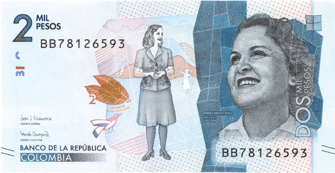 Anverso de billete de 2000 pesos. Grado 1: apto