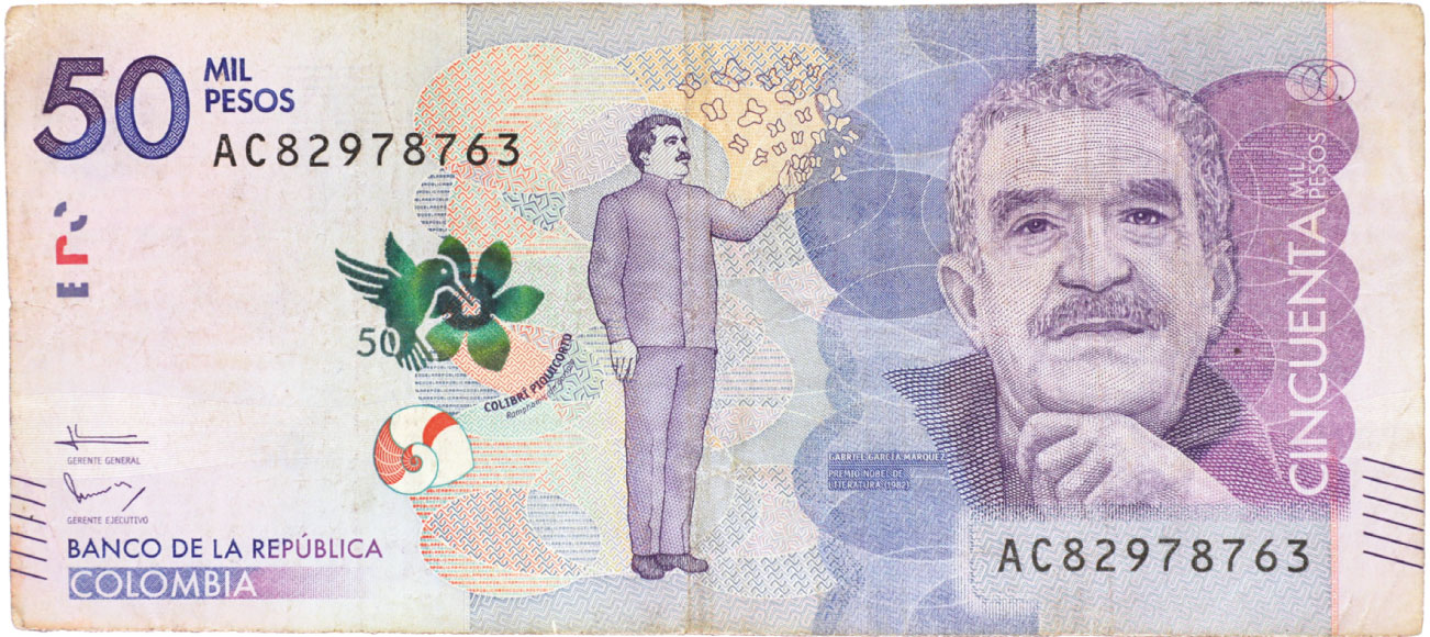 Anverso de billete de 50.000 pesos. Grado 4: no apto