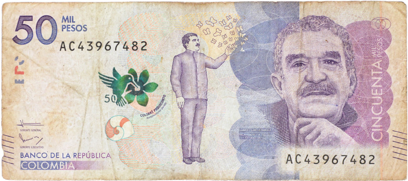 Anverso de billete de 50.000 pesos. Grado 7: no apto