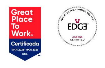 Imágenes de los dos certificados entregados al Banco, Great Place To Work (GPTW) y Edge
