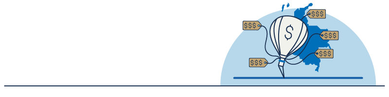 Imagen que representa la inflación por medio de un globo anclado al piso por una cuerda