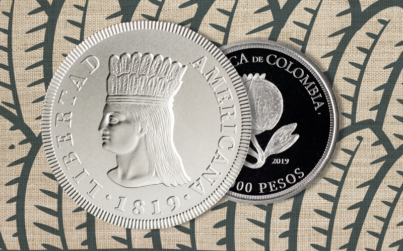 Imagen de la moneda conmemorativa del Bicentenario de la Independencia de Colombia