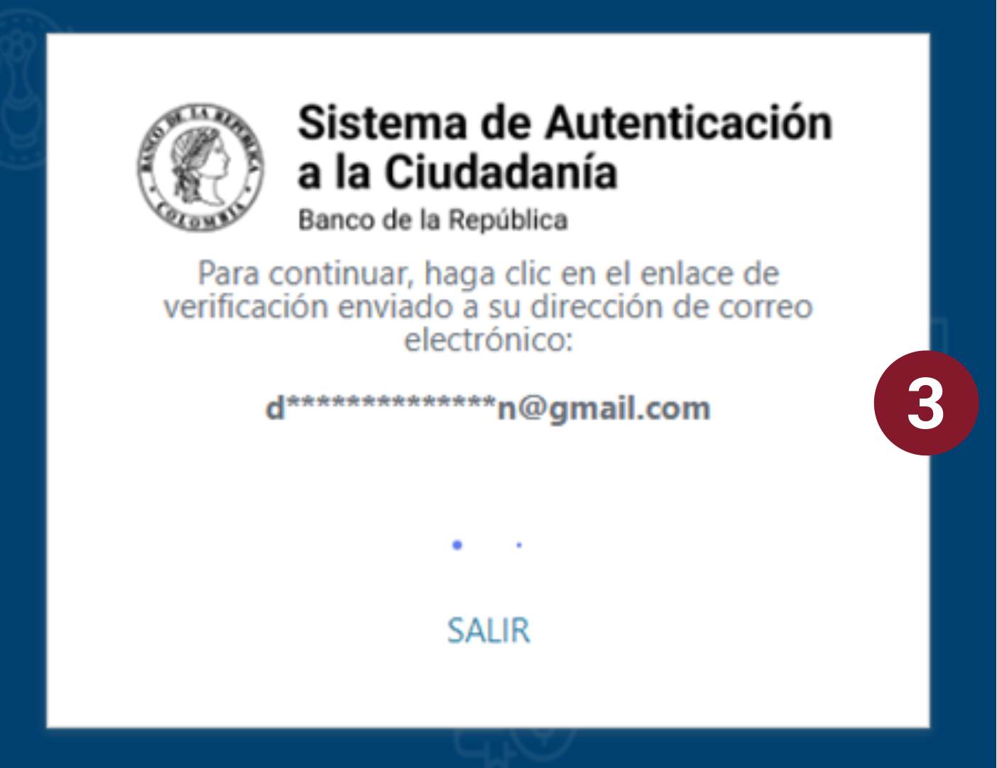 Imagen del aviso de notificación que confirma que el sistema ha enviado el enlace al correo digitado.