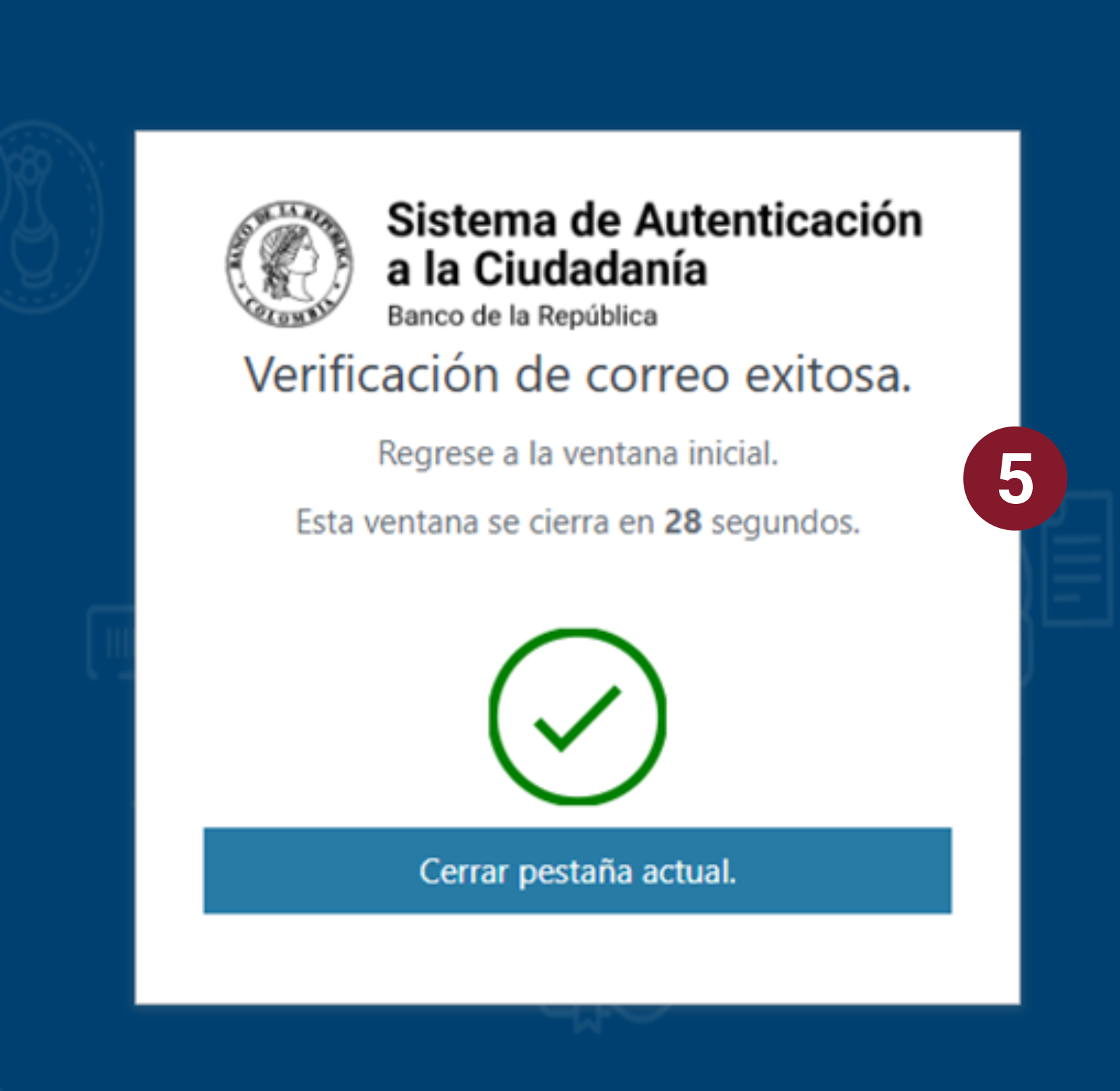 Se incluye una imagen con la notificación enviada por el sistema que indica: Verificación de correo exitosa.