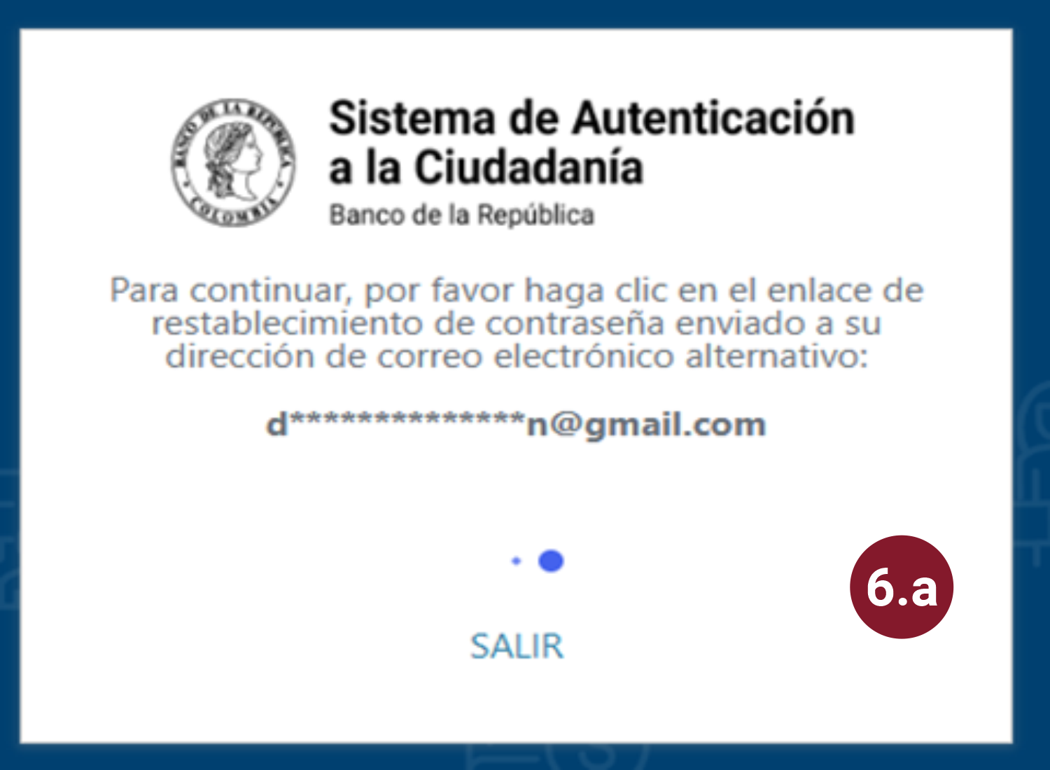 Se muestra el mensaje de notificación que arroja el sistema, en donde se anuncia que el correo electrónico de restablecimiento de contraseña ha sido enviado.