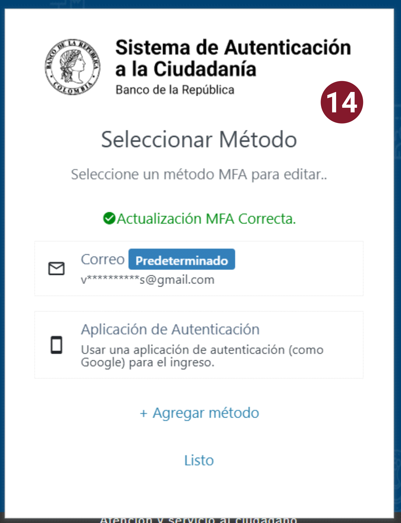 Imagen del mensaje que muestra el sistema al completar el proceso