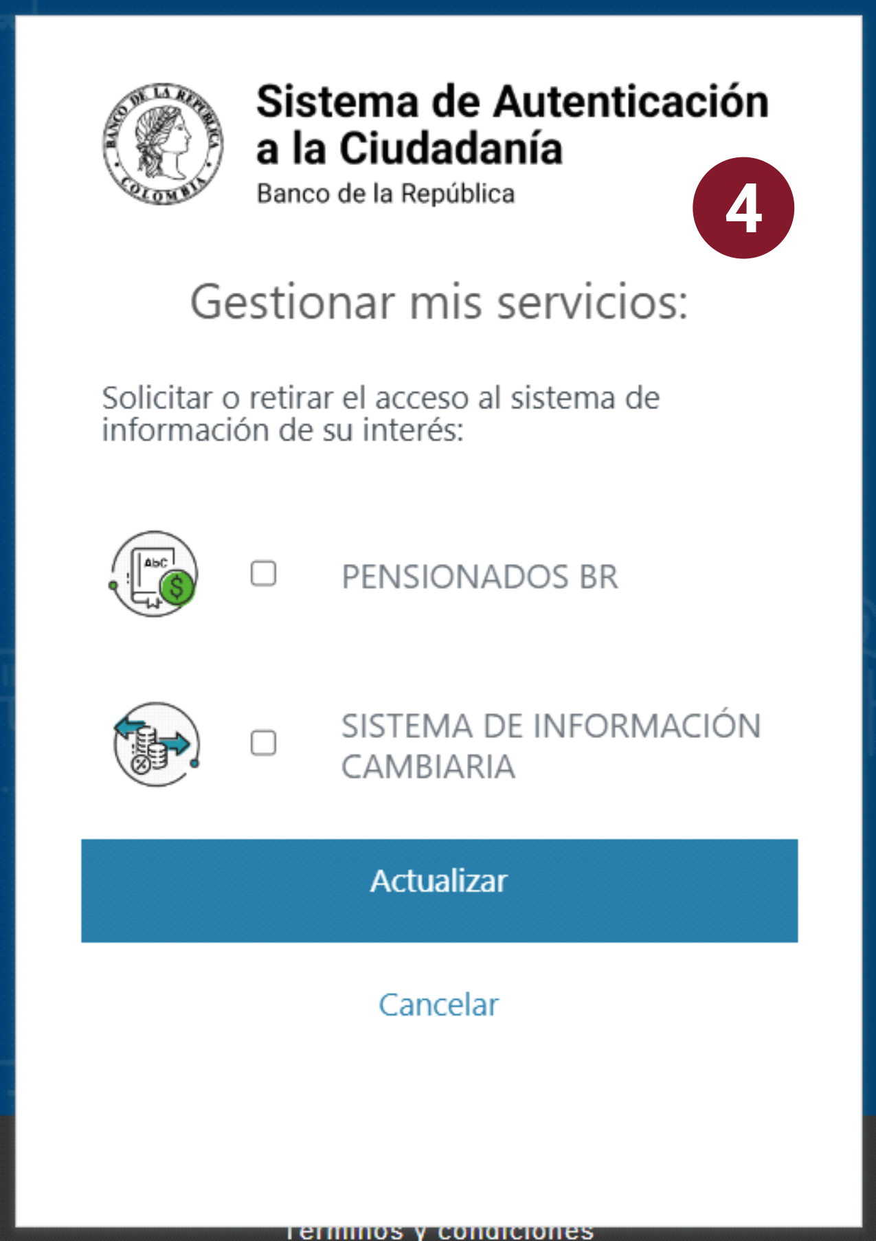 Imagen que muestra los servicios disponibles para el perfil