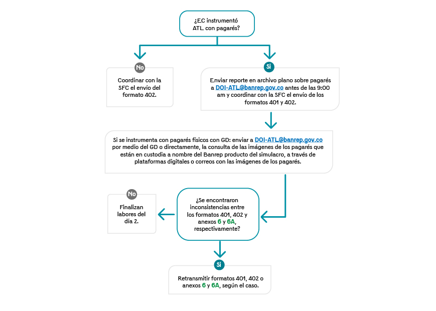 La imagen describe visualmente el paso a paso del día dos